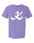 Alphabet K T-Shirt 9 inch calligraphy White ink, Violet