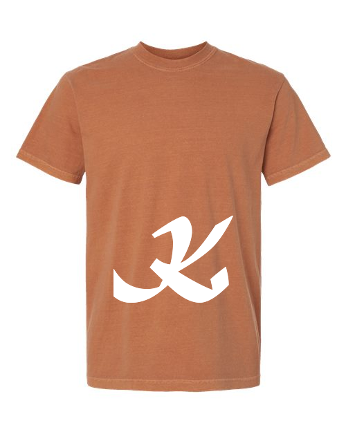 Alphabet K T-Shirt 9 inch calligraphy White ink, Yam