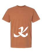Alphabet K T-Shirt 9 inch calligraphy White ink, Yam