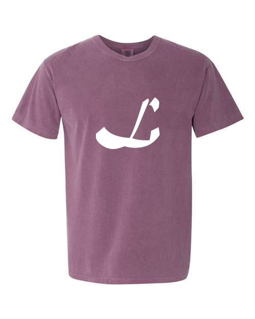 Alphabet L T-Shirt 9 inch calligraphy White ink, Berry