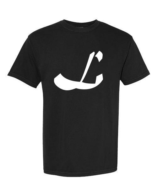 Alphabet L T-Shirt 9 inch calligraphy White ink, Black