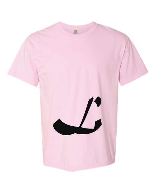 Alphabet L T-Shirt 9 inch calligraphy Black ink, Blossom