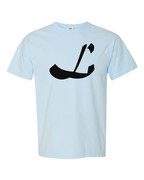 Alphabet L T-Shirt 9 inch calligraphy Black ink, Chambray