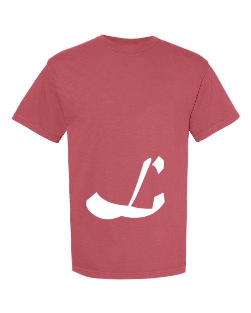 Alphabet L T-Shirt 9 inch calligraphy White ink, Crimson