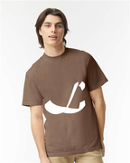 Alphabet L T-Shirt 9 inch calligraphy White ink, Espresso