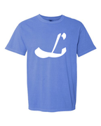 Alphabet L T-Shirt 9 inch calligraphy White ink, Flo Blue