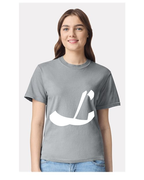 Alphabet L T-Shirt 9 inch calligraphy White ink, Granite