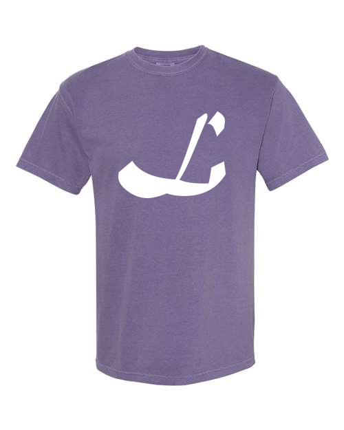 Alphabet L T-Shirt 9 inch calligraphy White ink, Grape