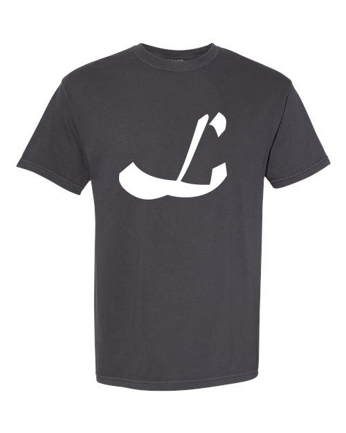 Alphabet L T-Shirt 9 inch calligraphy White ink, Graphite