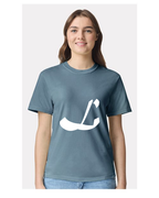 Alphabet L T-Shirt 9 inch calligraphy White ink, Ice Blue