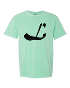 Alphabet L T-Shirt 9 inch calligraphy Black ink, Island Reef