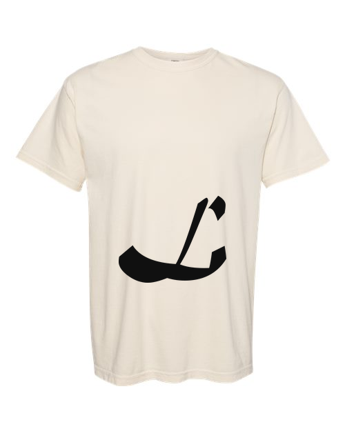 Alphabet L T-Shirt 9 inch calligraphy Black ink, Ivory