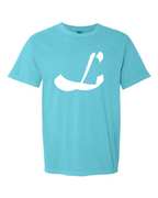 Alphabet L T-Shirt 9 inch calligraphy White ink, Lagoon