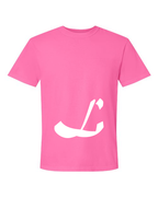 Alphabet L T-Shirt 9 inch calligraphy White ink, Neon Pink