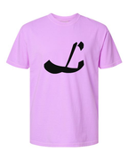 Alphabet L T-Shirt 9 inch calligraphy Black ink, Neon Violet