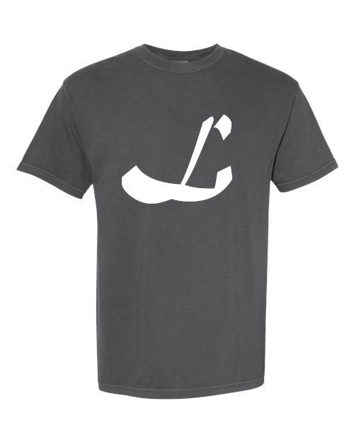 Alphabet L T-Shirt 9 inch calligraphy White ink, Pepper