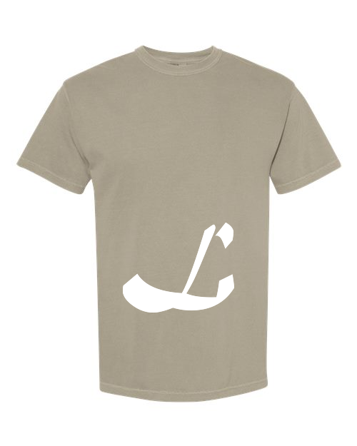 Alphabet L T-Shirt 9 inch calligraphy White ink, Sandstone