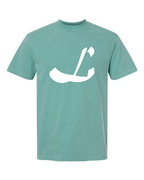 Alphabet L T-Shirt 9 inch calligraphy White ink, Seafoam