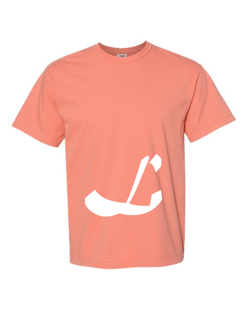 Alphabet L T-Shirt 9 inch calligraphy White ink, Terracotta