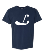 Alphabet L T-Shirt 9 inch calligraphy White ink, True Navy