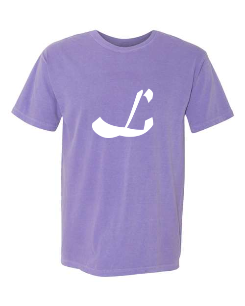 Alphabet L T-Shirt 9 inch calligraphy White ink, Violet