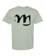Alphabet M T-Shirt 9 inch calligraphy Black ink, Bay