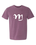 Alphabet M T-Shirt 9 inch calligraphy White ink, Berry