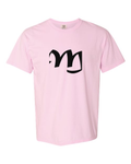 Alphabet M T-Shirt 9 inch calligraphy Black ink, Blossom