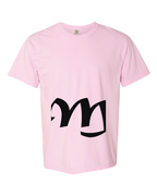 Alphabet M T-Shirt 9 inch calligraphy Black ink, Blossom