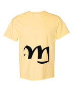 Alphabet M T-Shirt 9 inch calligraphy Black ink, Butter