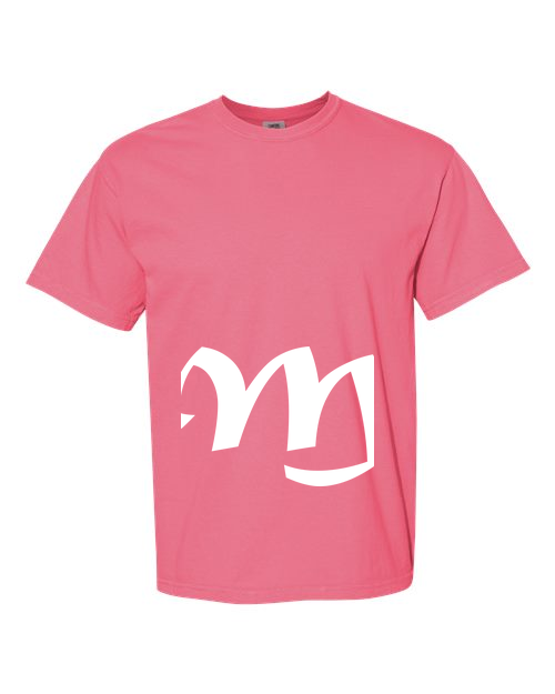 Alphabet M T-Shirt 9 inch calligraphy White ink, Crunchberry
