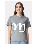 Alphabet M T-Shirt 9 inch calligraphy White ink, Granite