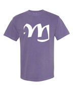 Alphabet M T-Shirt 9 inch calligraphy White ink, Grape