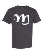 Alphabet M T-Shirt 9 inch calligraphy White ink, Graphite