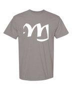 Alphabet M T-Shirt 9 inch calligraphy White ink, Grey