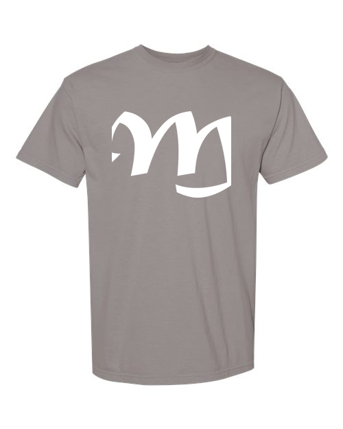 Alphabet M T-Shirt 9 inch calligraphy White ink, Grey
