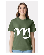 Alphabet M T-Shirt 9 inch calligraphy White ink, Hemp