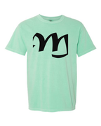 Alphabet M T-Shirt 9 inch calligraphy Black ink, Island Reef