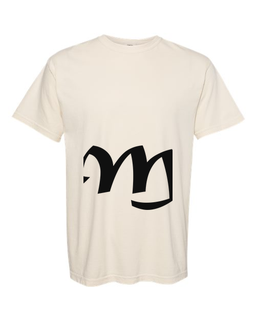Alphabet M T-Shirt 9 inch calligraphy Black ink, Ivory