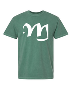 Alphabet M T-Shirt 9 inch calligraphy White ink, Light Green