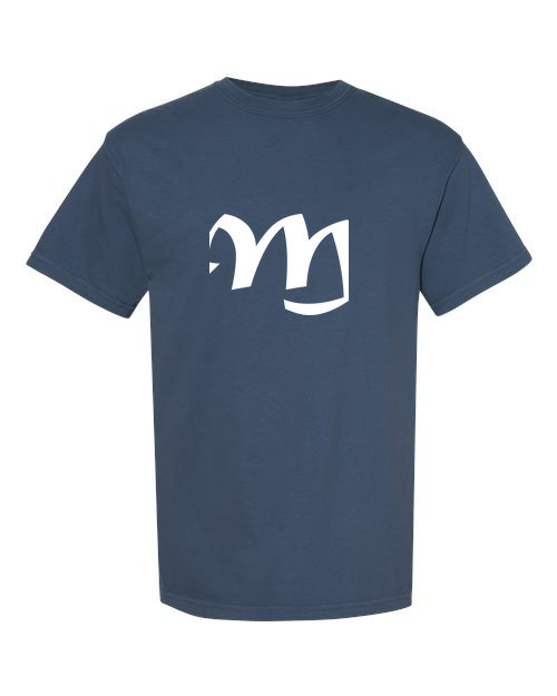 Alphabet M T-Shirt 9 inch calligraphy White ink, Midnight