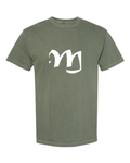 Alphabet M T-Shirt 9 inch calligraphy White ink, Moss
