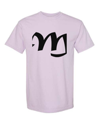 Alphabet M T-Shirt 9 inch calligraphy Black ink, Orchid