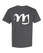 Alphabet M T-Shirt 9 inch calligraphy White ink, Pepper