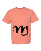 Alphabet M T-Shirt 9 inch calligraphy Black ink, Terracotta