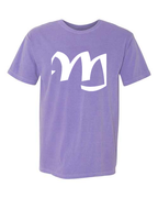 Alphabet M T-Shirt 9 inch calligraphy White ink, Violet