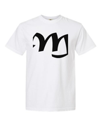 Alphabet M T-Shirt 9 inch calligraphy Black ink, White