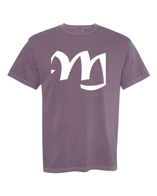 Alphabet M T-Shirt 9 inch calligraphy White ink, Wine