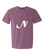 Alphabet N T-Shirt 9 inch calligraphy White ink, Berry