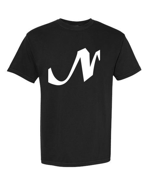 Alphabet N T-Shirt 9 inch calligraphy White ink, Black